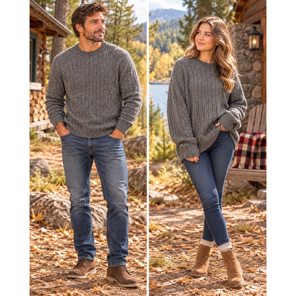 VTG Y2K LL Bean 100% Lambswool Gray Ribbed Crewneck Sweater Large
Rugged Warm